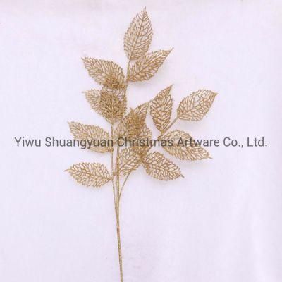 Tree Ornaments Artificial Glitter Plastic Leaves
