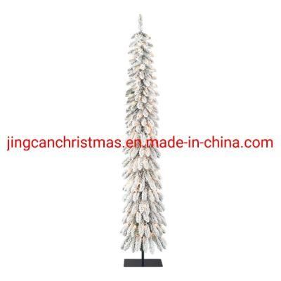 Dec. Metu Pointed PVC Flocked Christmas Tree with Metal Base