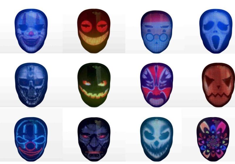 APP Mask Party Mask Bluetooth Programmable LED APP Face Mask Luminous Scrolling Holloween Toy