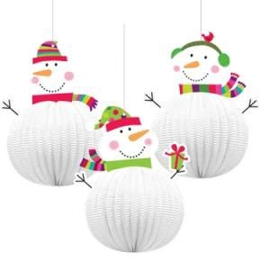 Umiss Paper Honeycomb Snowman Hanging Decorations for Christmas Party OEM