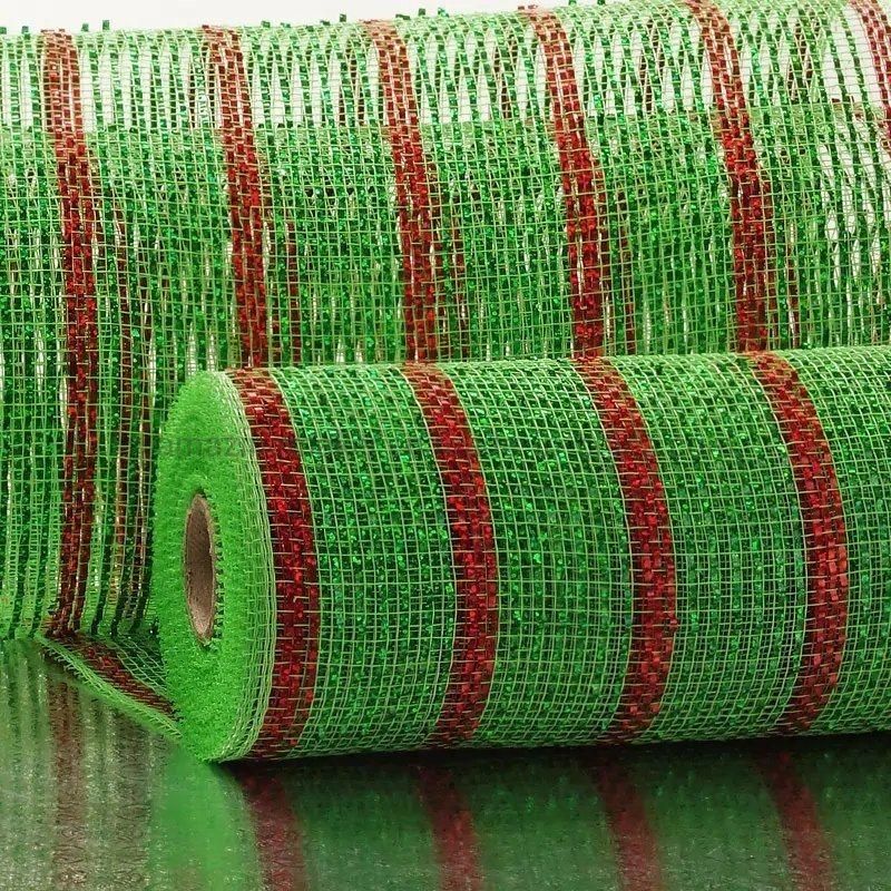 1.75′′ Stripe Half Solid Metallic 10′′ Wide Deco Mesh