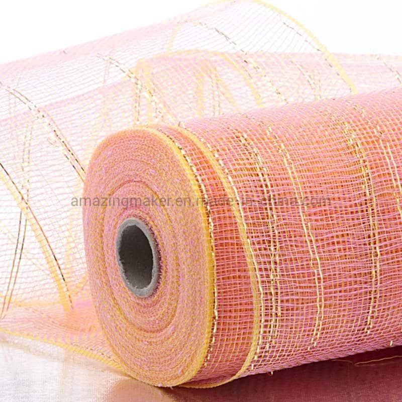 Metallic Stripes 6′′ Deco Mesh Ribbons for Wedding Party