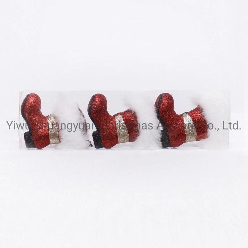 New Design Christmas Santa Shoes Boots for Holiday Wedding Party Decoration Supplies Hook Ornament Craft Gifts