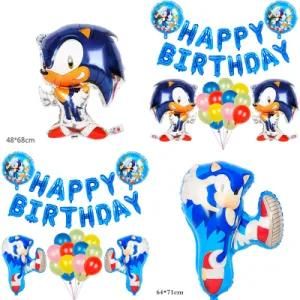 Large Cartoon Game Theme Sonic Blue Set Balloon Children&prime; S Birthday Decoration