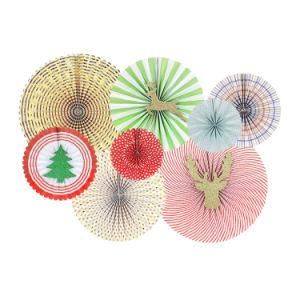 Umiss Paper Party Supply Paper Fan Christmas Party Decoration Set