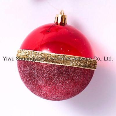 8cm Red High Quality Plastic Christmas Ball with Painted Christmas Tree Balls