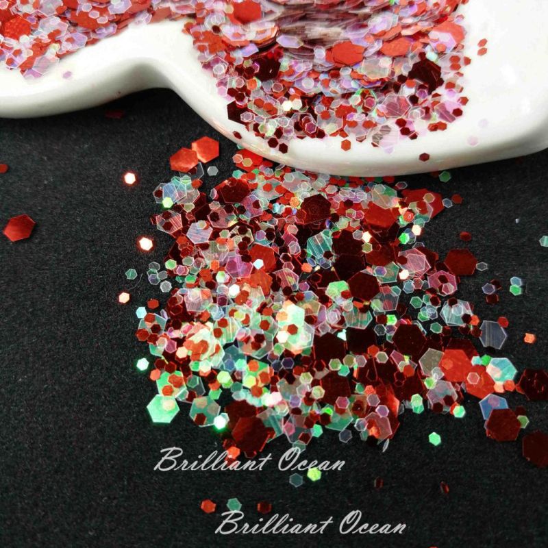 Hexagon Chunky Mixed Glitter Powder for Decorations