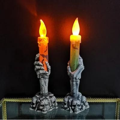 LED Skull Candelabra Prop Electric Candles