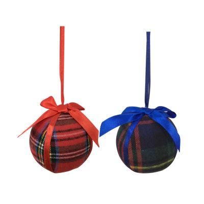 Best Hanging Foam Balls Plaid Tree Decoration Christmas Ball Ornament