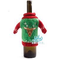 Mini Knitting Reindeer Wine Sweaters Cover Christmas Decoration