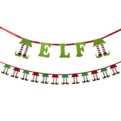 Hot Bunting Flag Felt Navidad Elf Garland Decoration Christmas Party