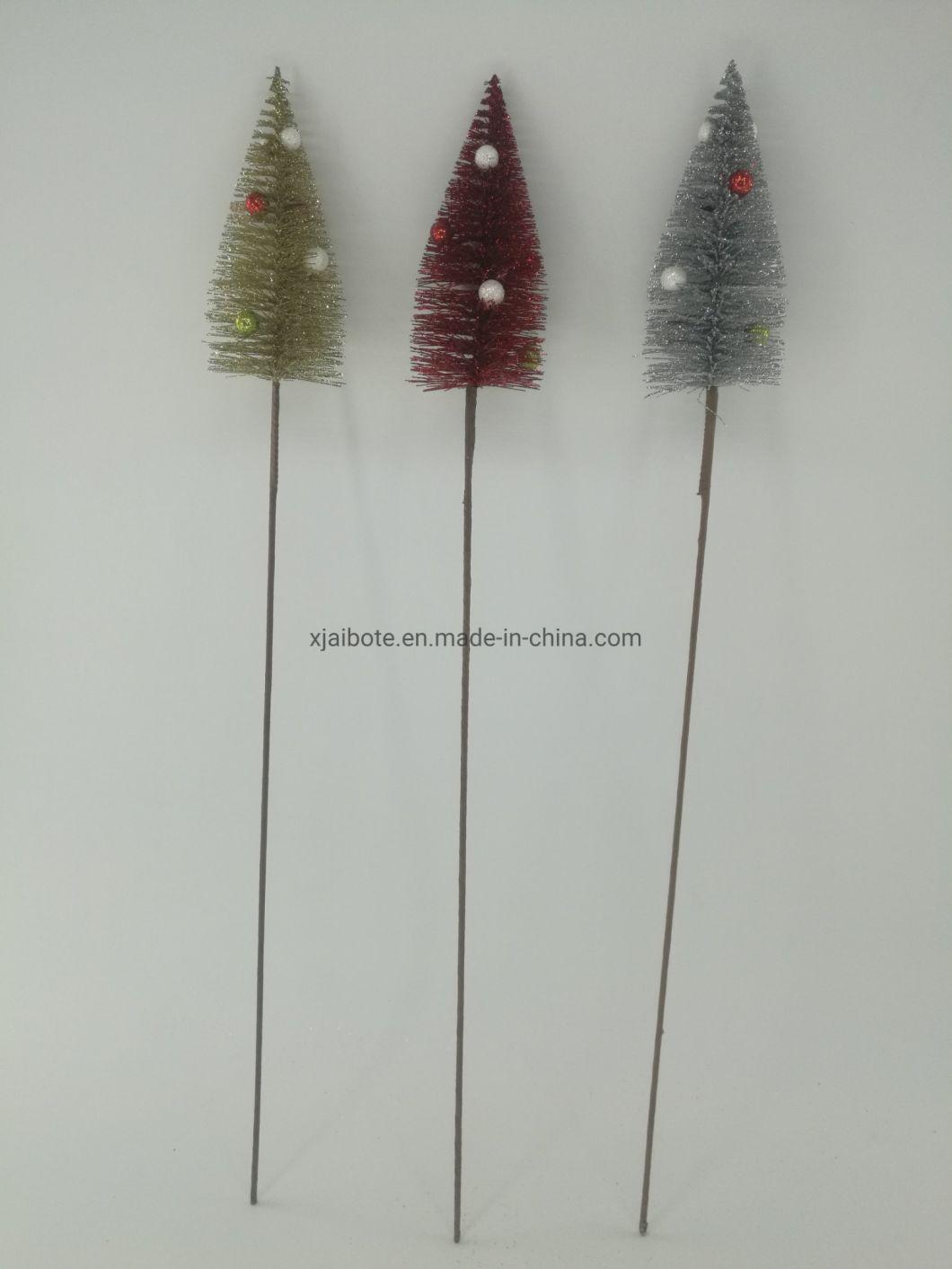 Christmas Tree Mini Pine Tree with Wood Base DIY Home Table Top Decor for Christmas Artificial Frosted Sisal Small Trees