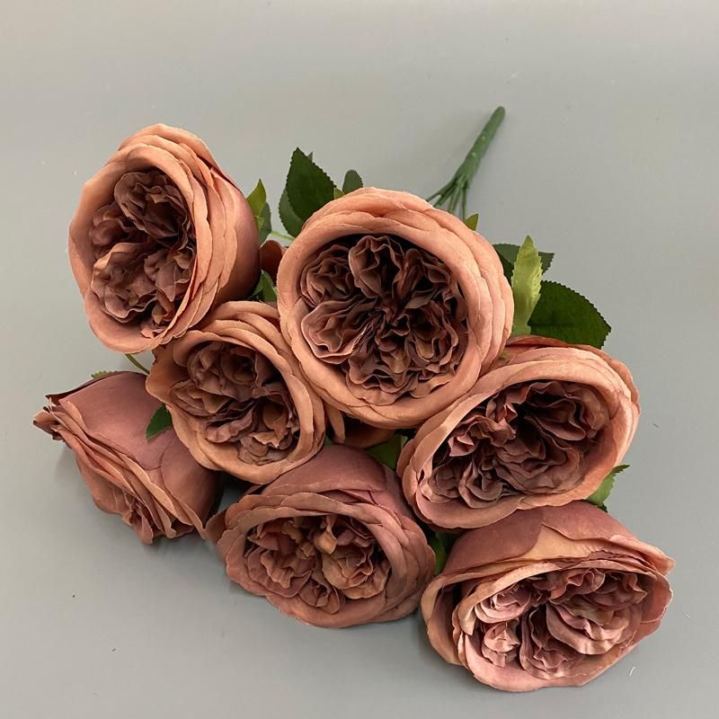 Hot Sale Quality Silk 7heads Rose Flower Silk Rose Flower Bouquet for Wedding Decoration