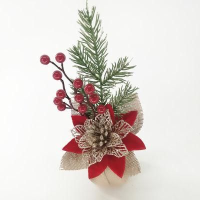 Hot Sale Artificial Plastic Christmas Bonsai Silk Flower