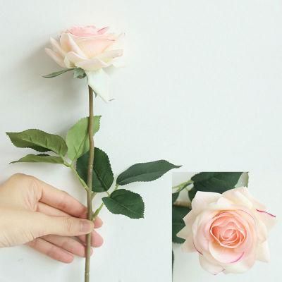 Wedding Decoration Flannel Dye Silk Flower Rose Artificial Real Touch Fabric Flower