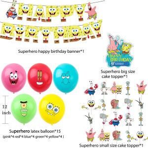 Sponge Bob Banner Balloon Cake Topper Children&prime; S Birthday Party Set