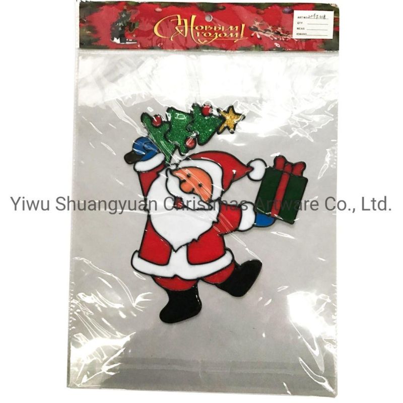 Navidad 2020 DIY Window Sticker Santa Clause Plastic Door Sticker Fridge Sticker