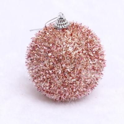 New Design 8cm White Foam Ball with Rose Gold Ornament Painted +Glitter and Paillette Painted