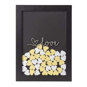 Wood Wedding Guest Book with Wooden Hearts