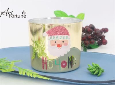 Hot Sale China Factory Christmas Gift Santa Electroplate Glass Scented Candle for Home