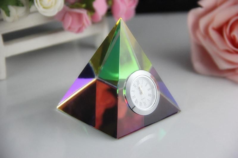 Crystal Clock/Watch Pyramid for Home Decoration Gift