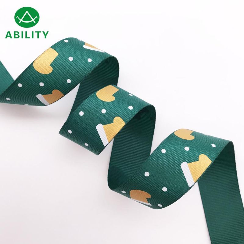 Custom Printing Polyester Christmas Ribbon Grosgrain Ribbon