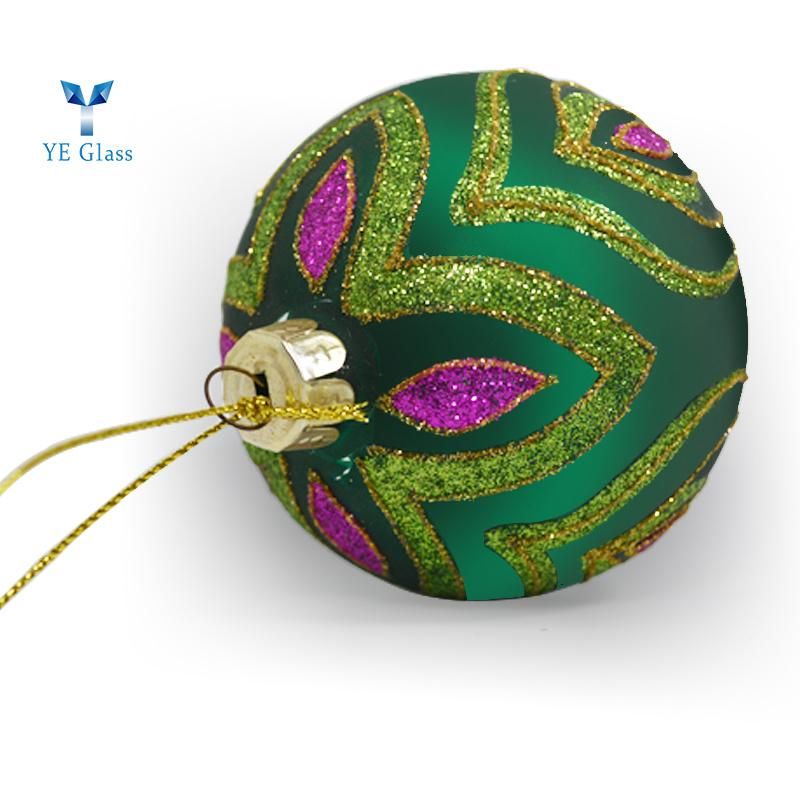 Customized Green Exquisite Decorative Pattern Christmas Ball for Decoration