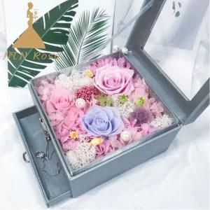 Grade a Preserved Rose Flowers in High Quality Leather Jewelry Box