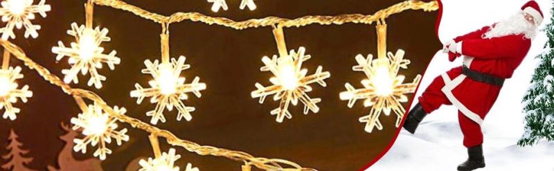 LED Christmas Snowflake String Lights Winter Fairy Lights Home Decor Indoor Outdoor Xmas Tree Decorations
