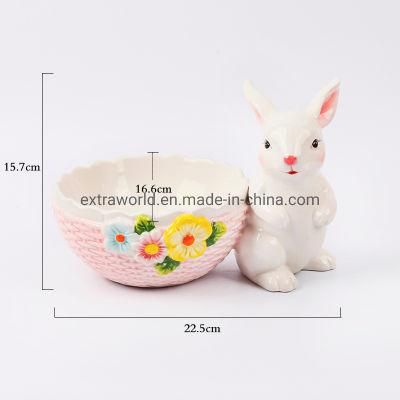 Dining Table Ceramic Rabbits Decorative Children Bowl Wholesale Small Creative Porcelain Cartoon Kitchenware for Easter