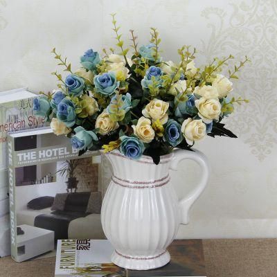 Artificial Flower, Single Stem Silk Floral Bridal Wedding Rose Bouquet, Realistic Blossom Flora for Home Garden Party Hotel Office Decorations