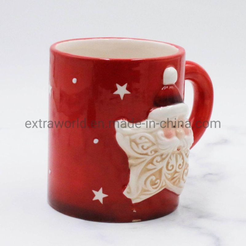 Christmas Mug Ceramic Coffee Mug Cup with Star Shaped Santa