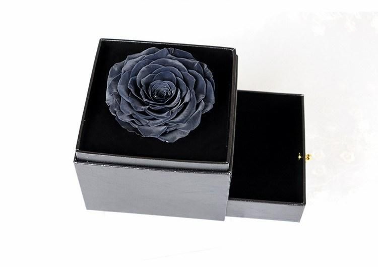 Real Preserved Rose Flower Single Large Rose in Drawer Gift Box for Decoration