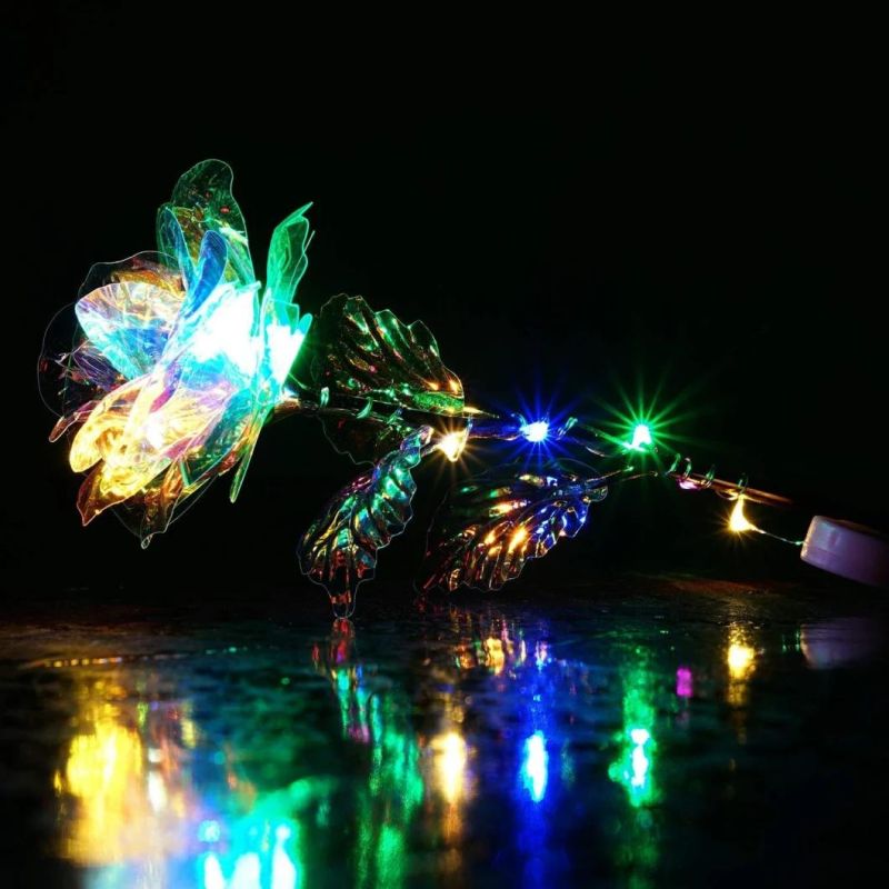 24K Colorful Luminous Rose Artificial LED Light Flower