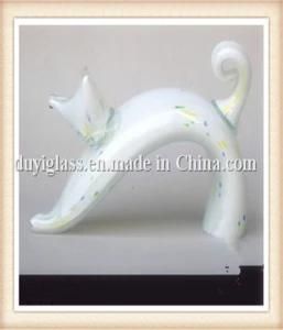 Animal White Cat Glass Craft for Gift