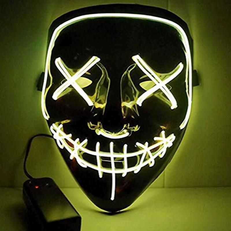 Scary Mask Cosplay LED Costume Mask EL Wire Light up for Halloween Festival Party
