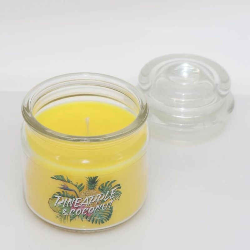 8 Oz Yankee Style Glass Fruit Fragrance Candle with Glass Lid