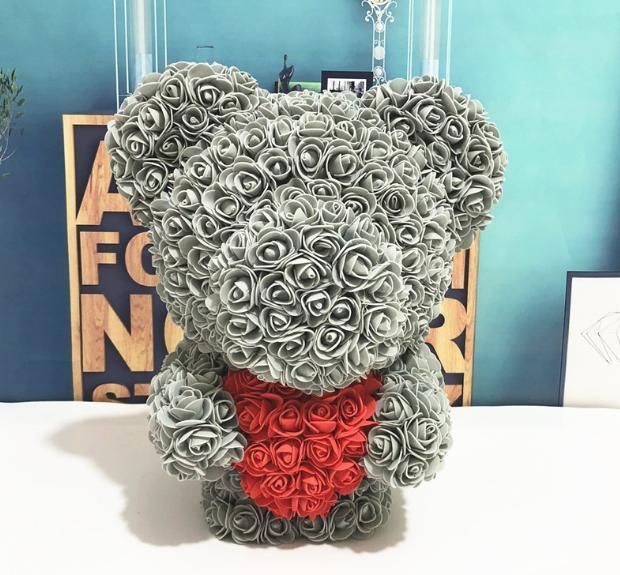 New Design Standing Rose Bear Gift PE Rose Teddy Bear