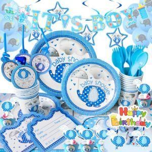 Boy Baby Shoer Party Supplies Newborn Baptism Birthday Party Decorations