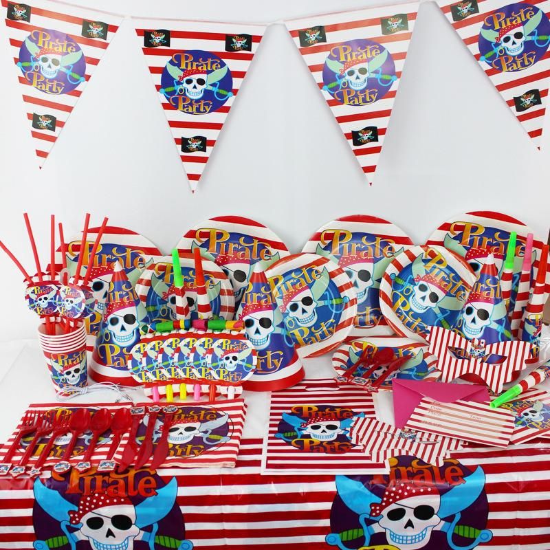 Wholesale Kids Red Navy Animal Show Party Supplies Set Circus Clown Theme Paper Party Tableware