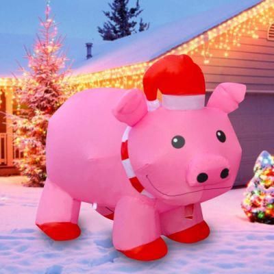 4FT Inflatable Christmas Cute Piggy Pig Animal LED Blow up for Christmas