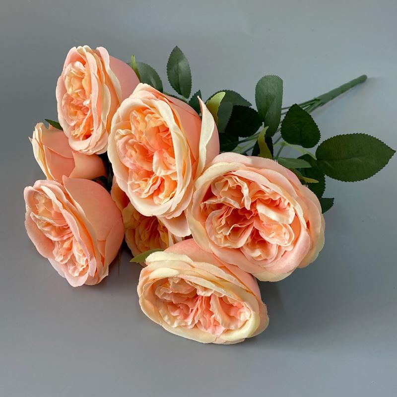 Hot Sale Quality Silk 7heads Rose Flower Silk Rose Flower Bouquet for Wedding Decoration