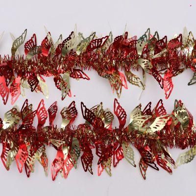 Whole Sale Red+Gold Color Mixed 15cm+3cm *2m*6ply Shiny Christmas Pet Tinsel