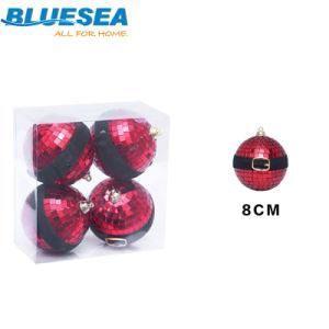 Ins Style Christmas Tree Pendant 8cm/4PCS Hotel Decoration Belt Mirror Ball