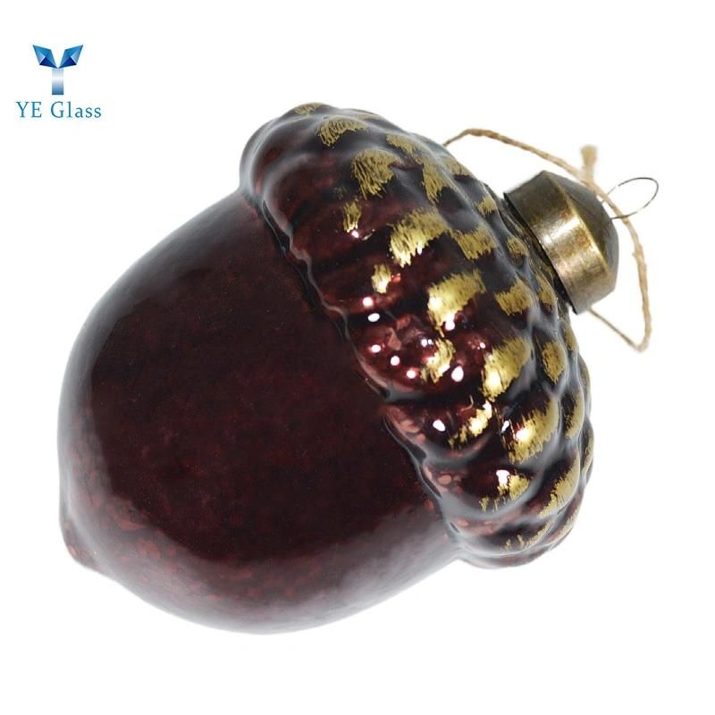 Customized Pine Cone Shape Borosilicate Glass Balls for Christmas Tree Decoration