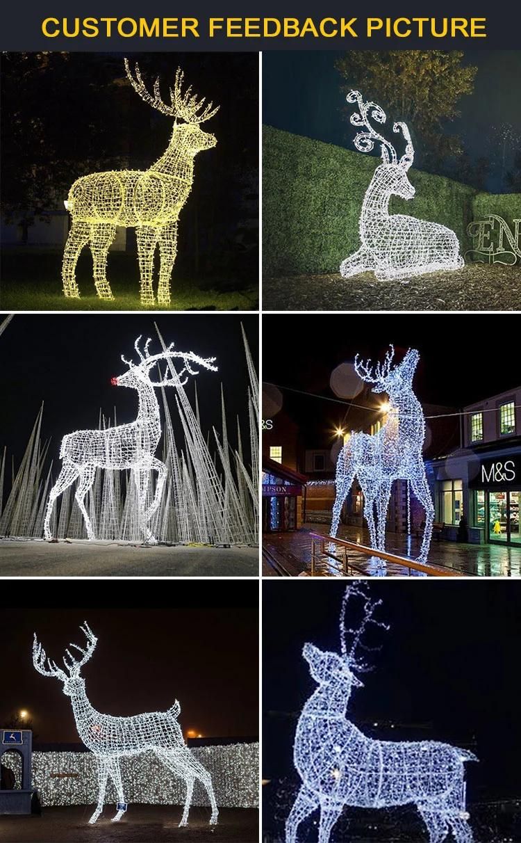 Outdoor Waterproof Garden Ornament Shopping Mall Decoration Holiday Couple Deer 3 D Motif LED Light