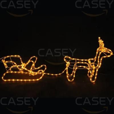 Outdoor Large Christmas Reindeer Sleighs 3D LED Elk Motif Lights Santa Deer Decoration