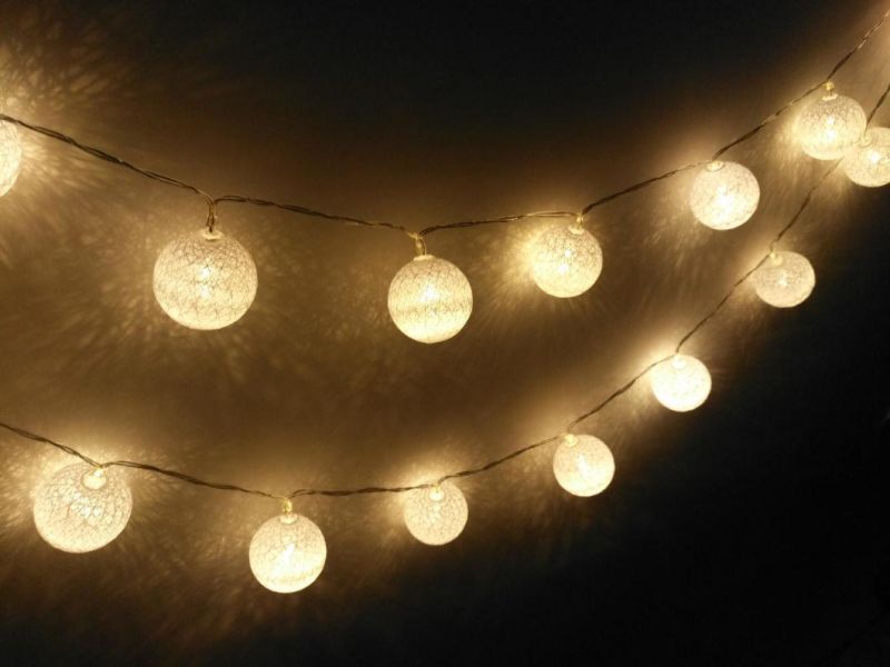 Decorative Round Multi-Color Wedding Christmas Cotton Ball LED String Light