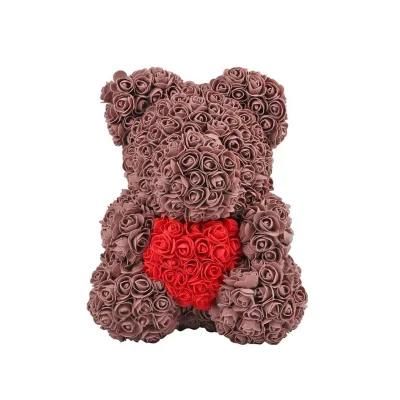 Custom 25cm Rose Bear with Ribbon Teddy Bear for Mothers Day Gifts Teddy Rose Bear Wedding Valentine&prime;s Decor Supplies