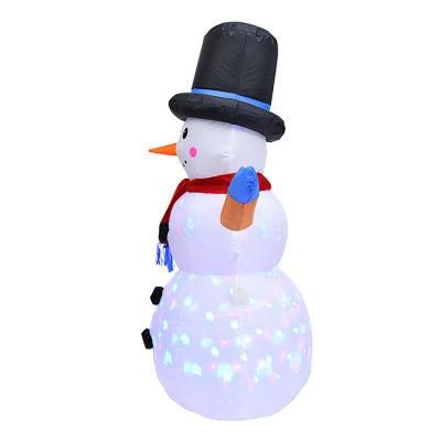 Smile Custom Size White Color Inflatable Snowman with Hat and Colorful LED Light